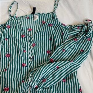 Floral and stripe patterned blouse